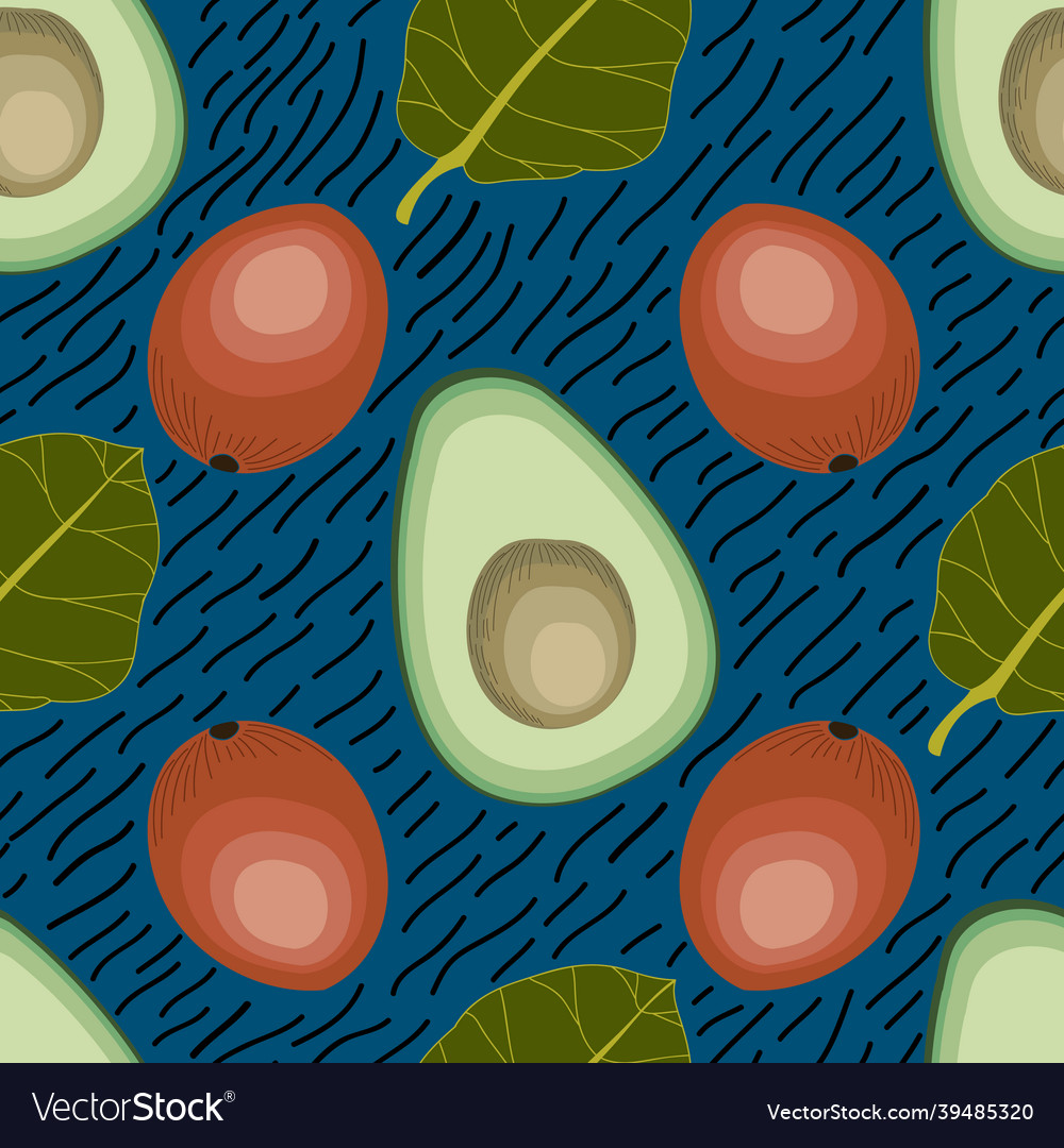 Avocado seamless pattern design Royalty Free Vector Image
