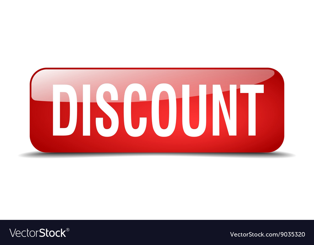 Discount red square 3d realistic isolated web