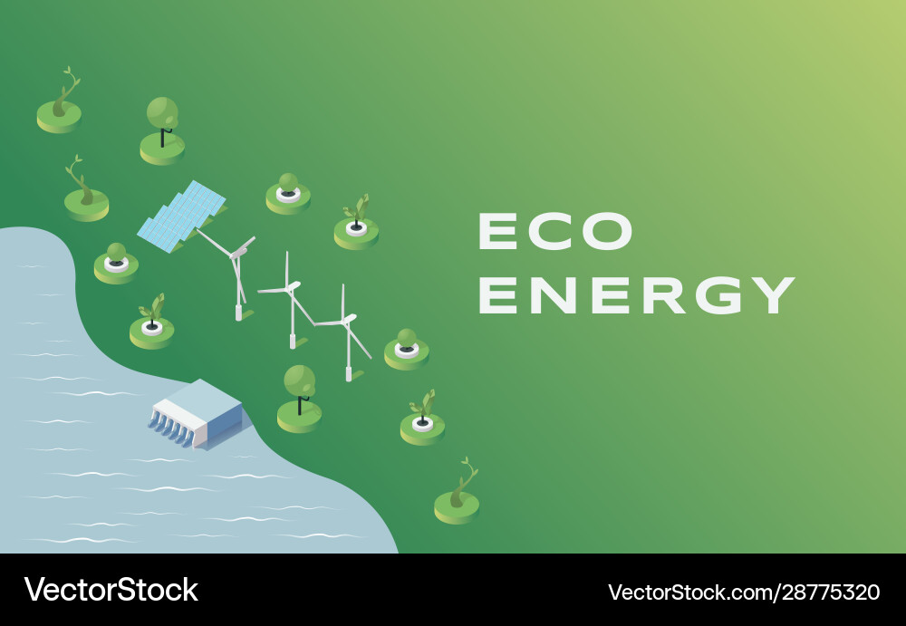 Eco energy flat banner template natural Royalty Free Vector