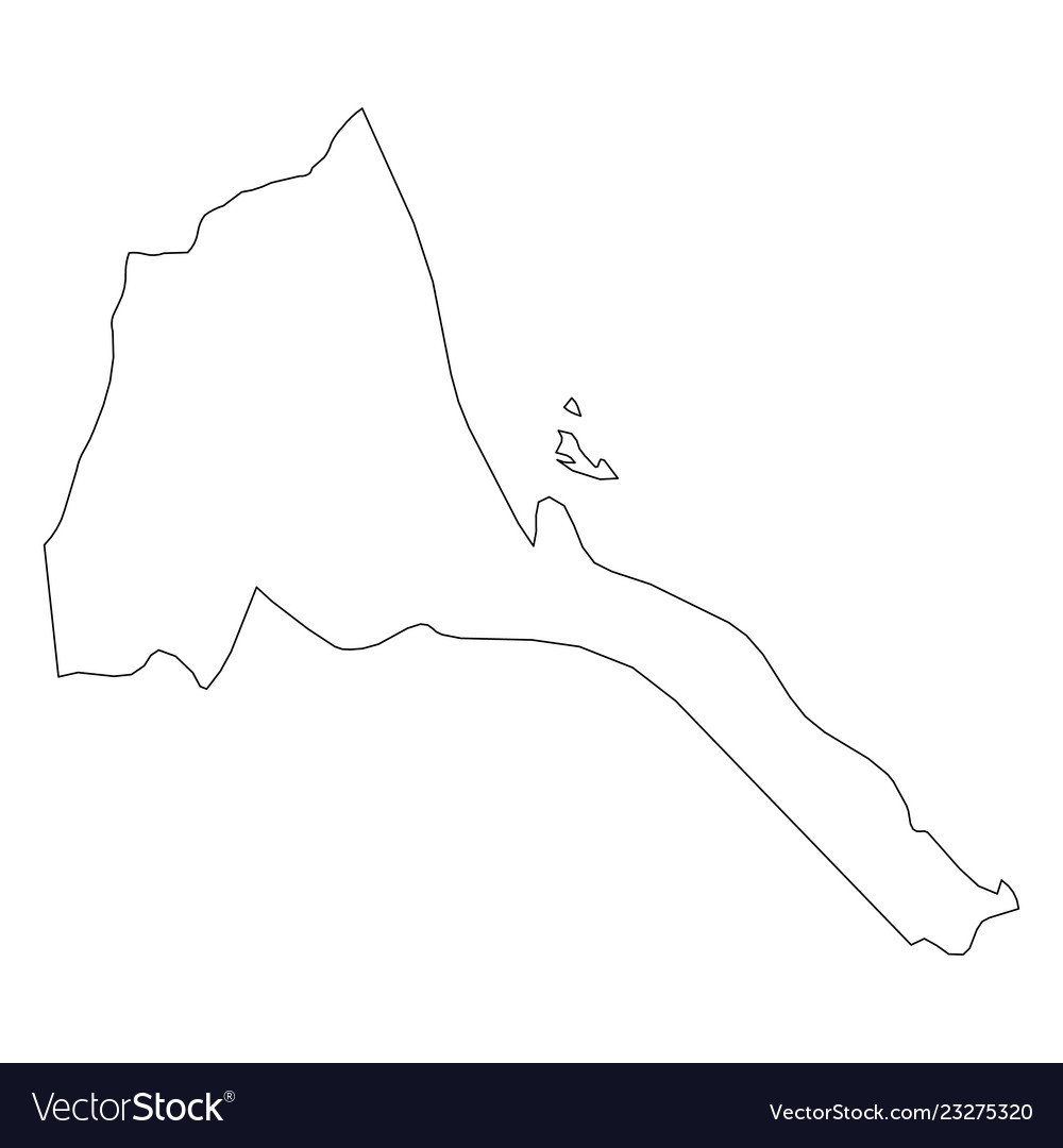 Eritrea - solid black outline border map vector image Eritrea - solid black outline border map