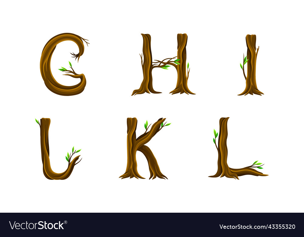 Forest woody alphabet ghijkl letters made