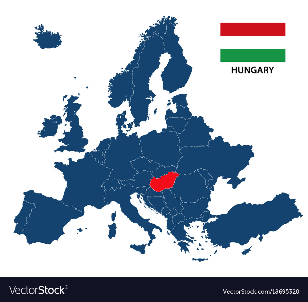 hungary on map of europe Map Of Europe With Highlighted Hungary Royalty Free Vector hungary on map of europe