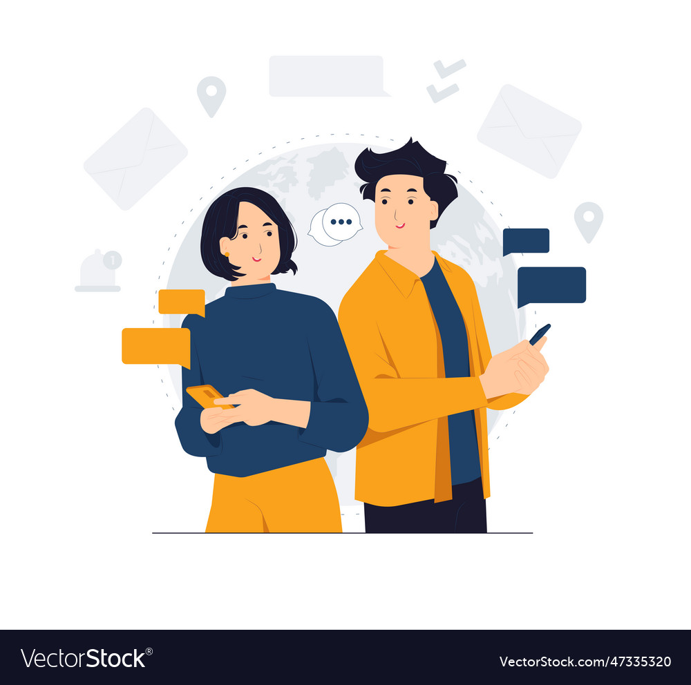Messaging chatting texting typing and sending vector image Messaging chatting texting typing and sending