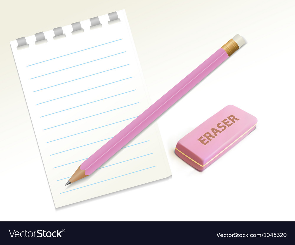 Pencil Eraser Notepad Royalty Free Vector Image