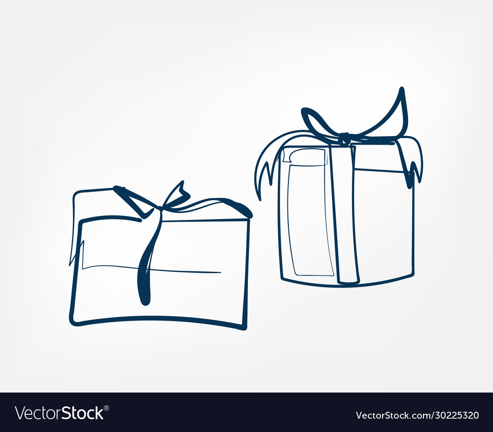Present box one line isolated design element vector image Present box one line isolated design element