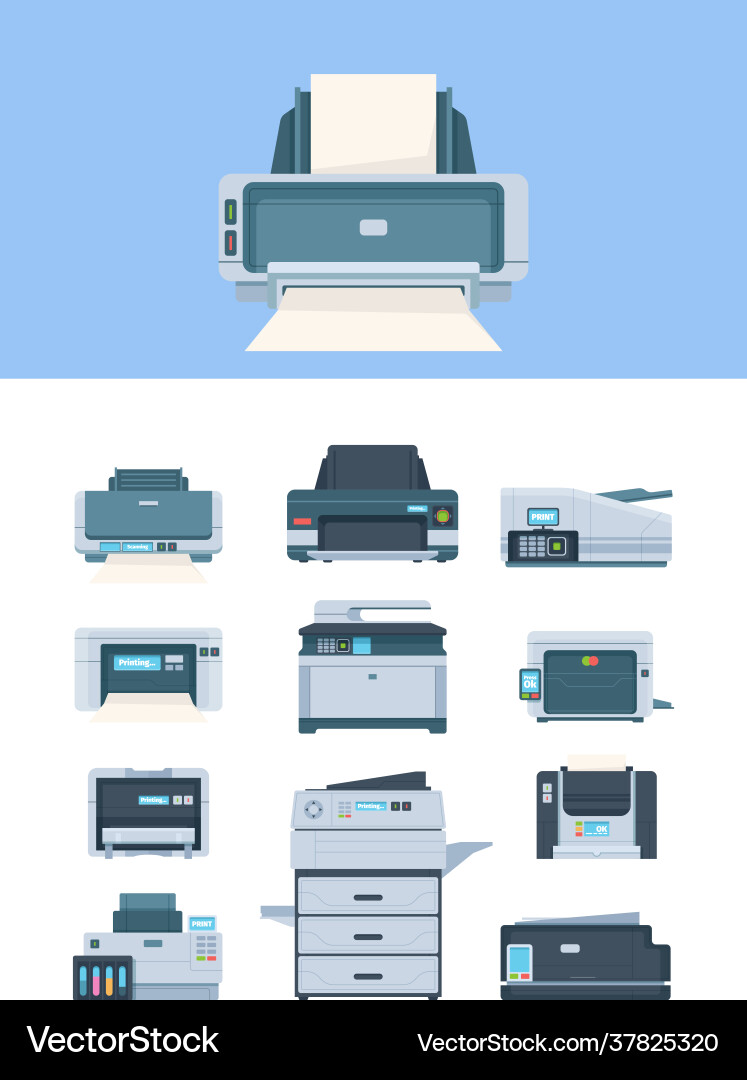 Printer inkjet office and industry machines Vector Image