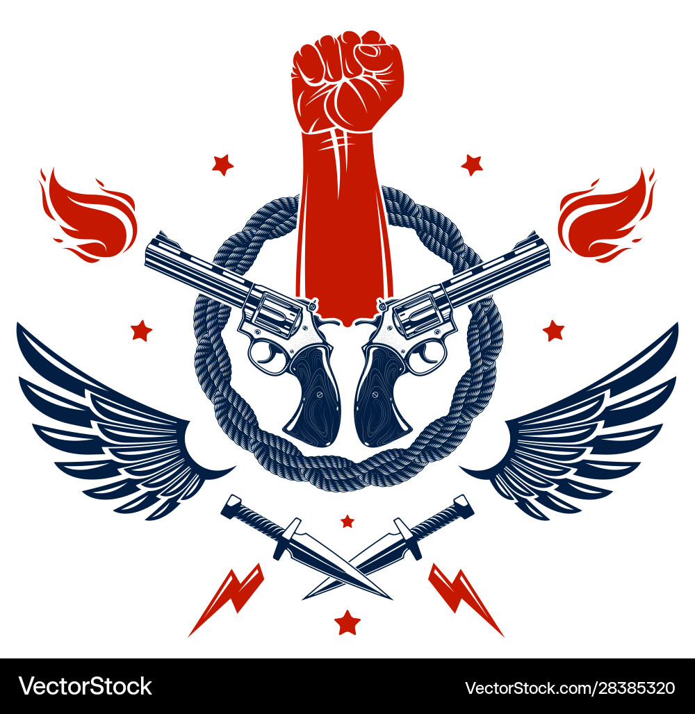 Revolution and riot aggressive emblem or logo Vector Image