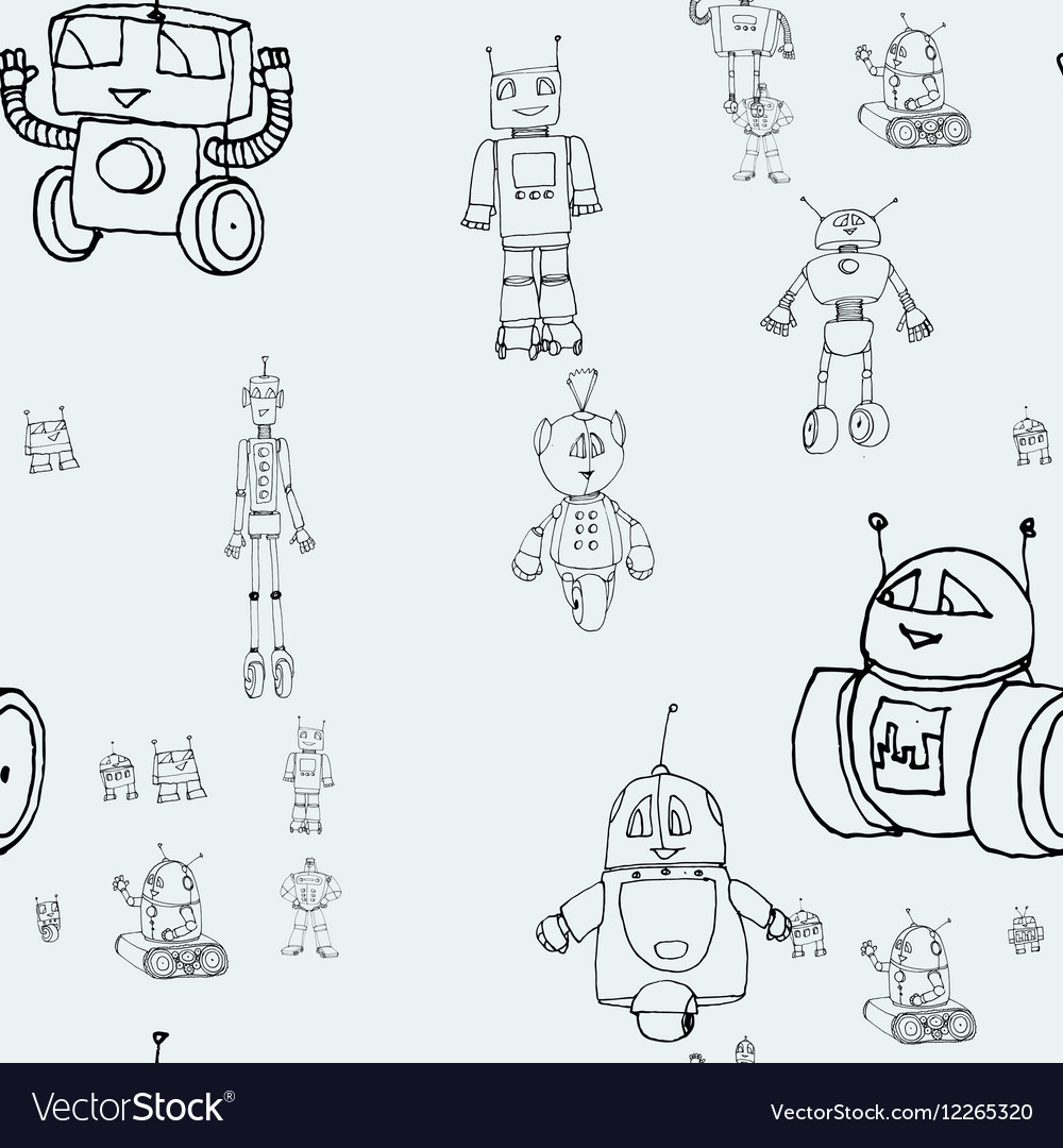 Robot doodles pattern