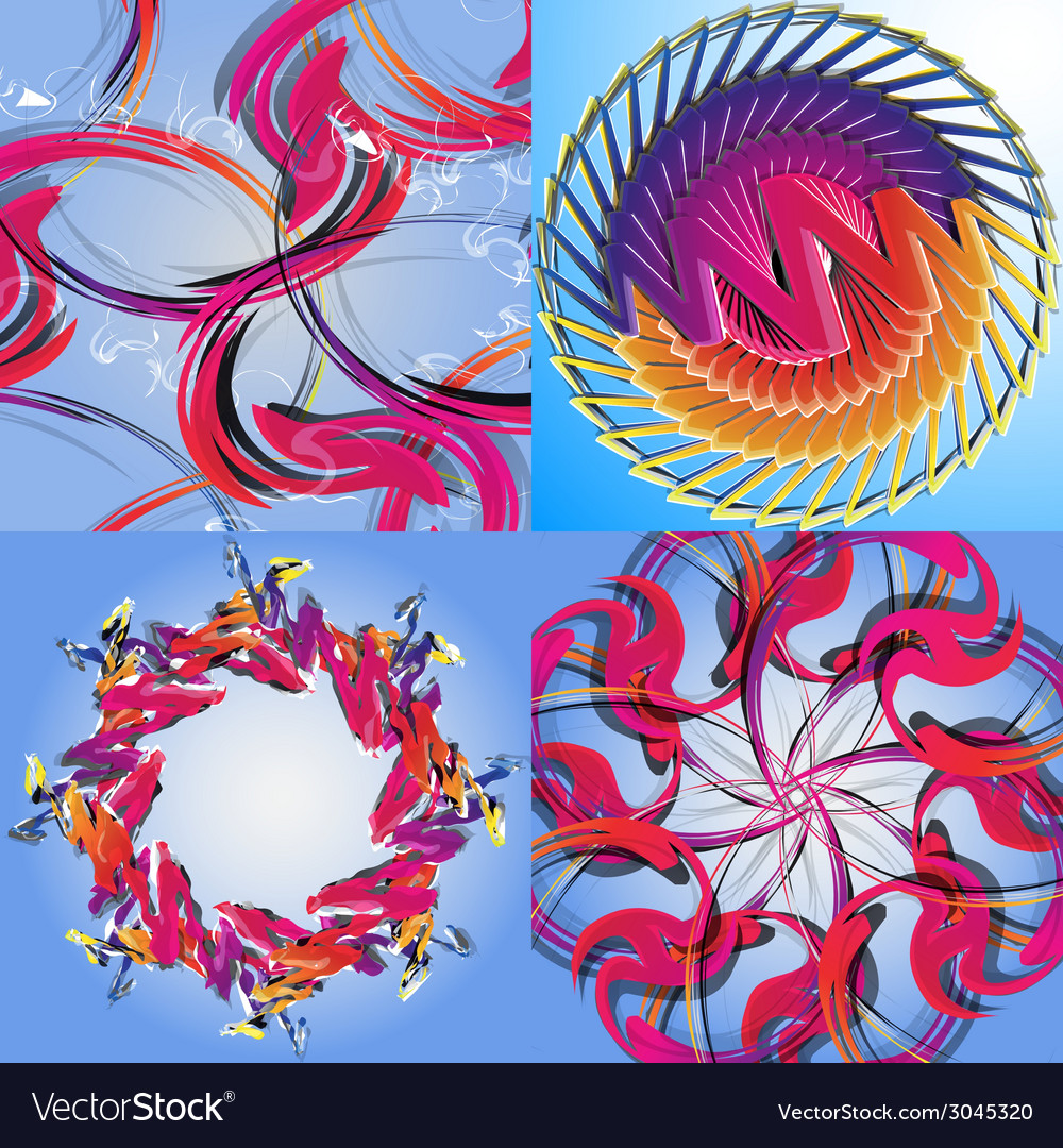 Set of abstract modern wave colorful background