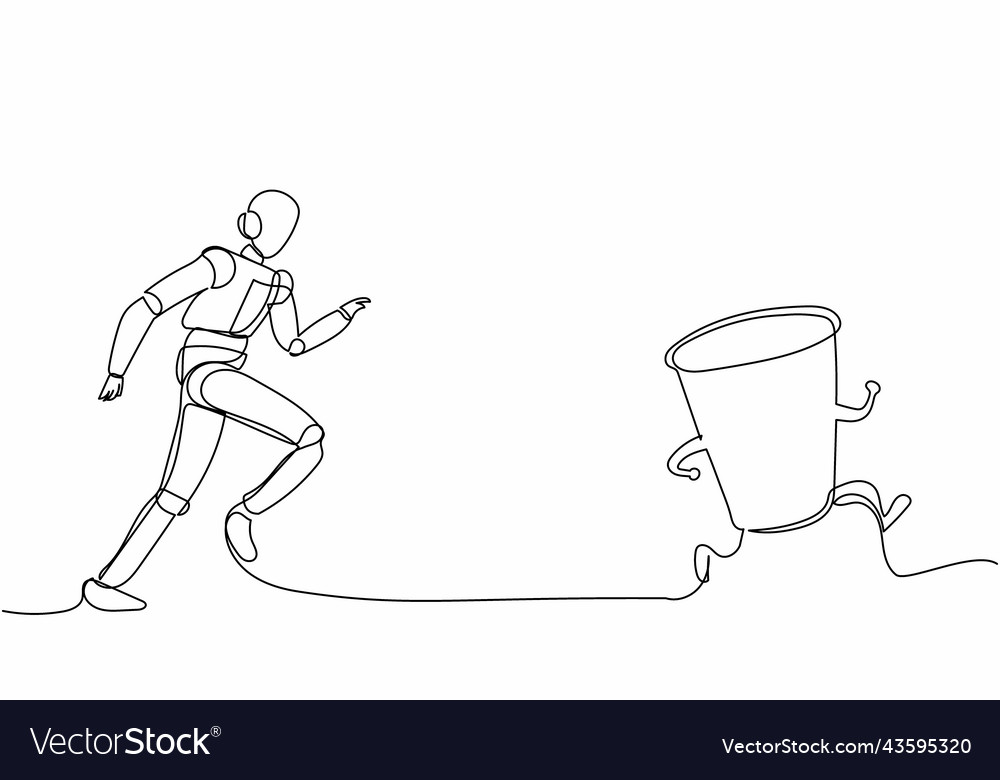 Single continuous line drawing robot run chasing