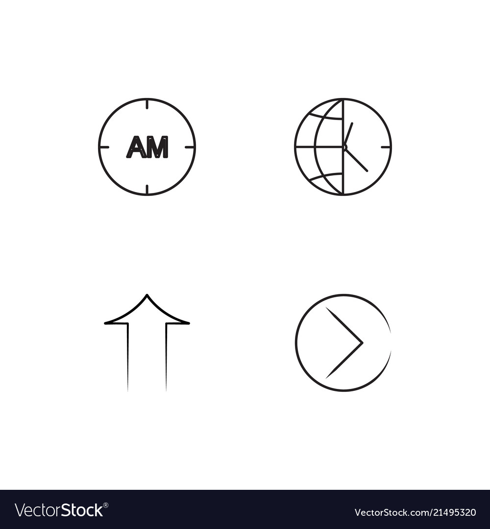 Time linear icons set simple outline