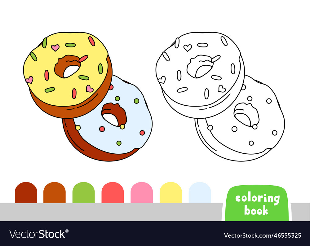 Coloring book for kids donut page for books Vector Image