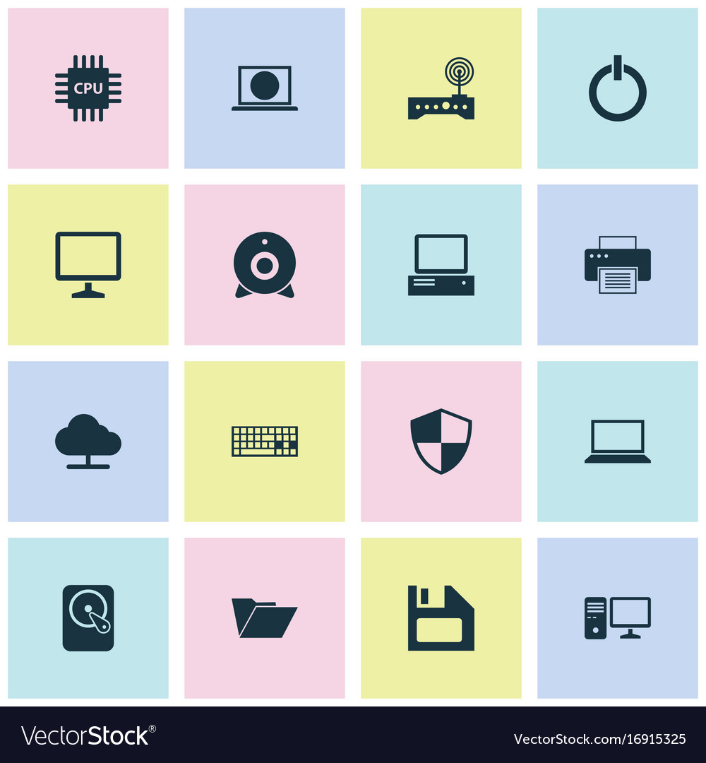 Device icons set collection of web hdd keypad