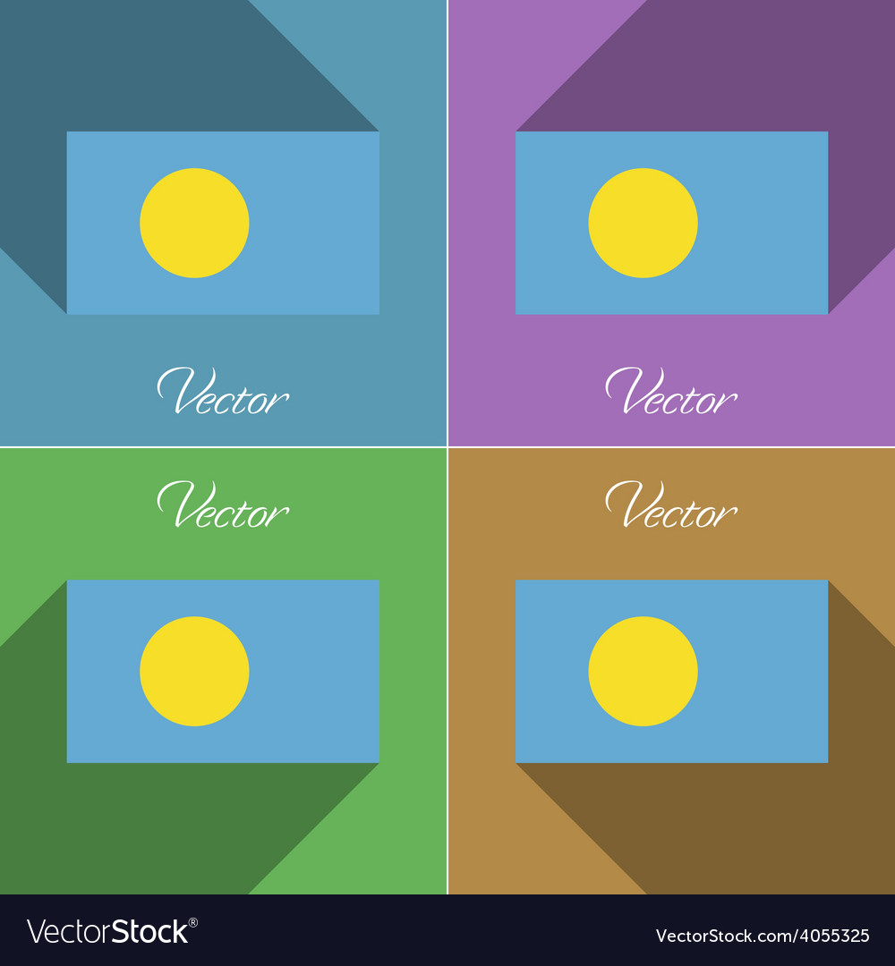 Flags palau set of colors flat design and long