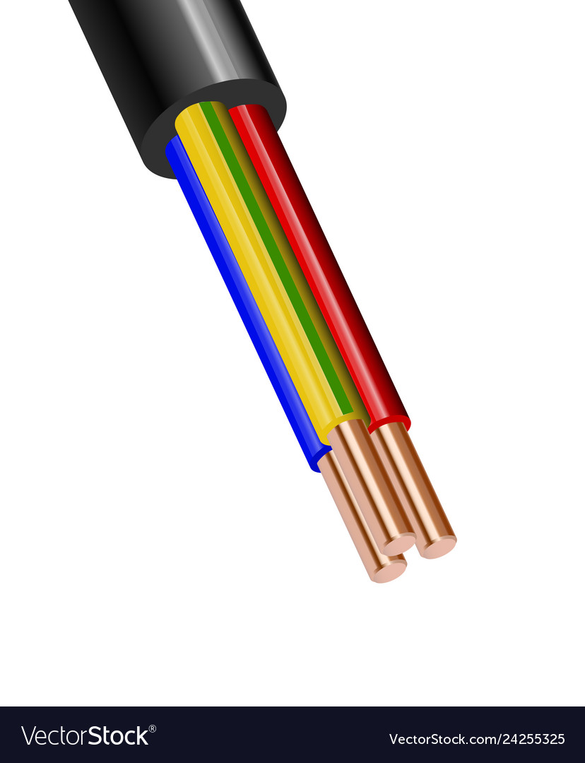 Flexible three-wire electrical cable isolated