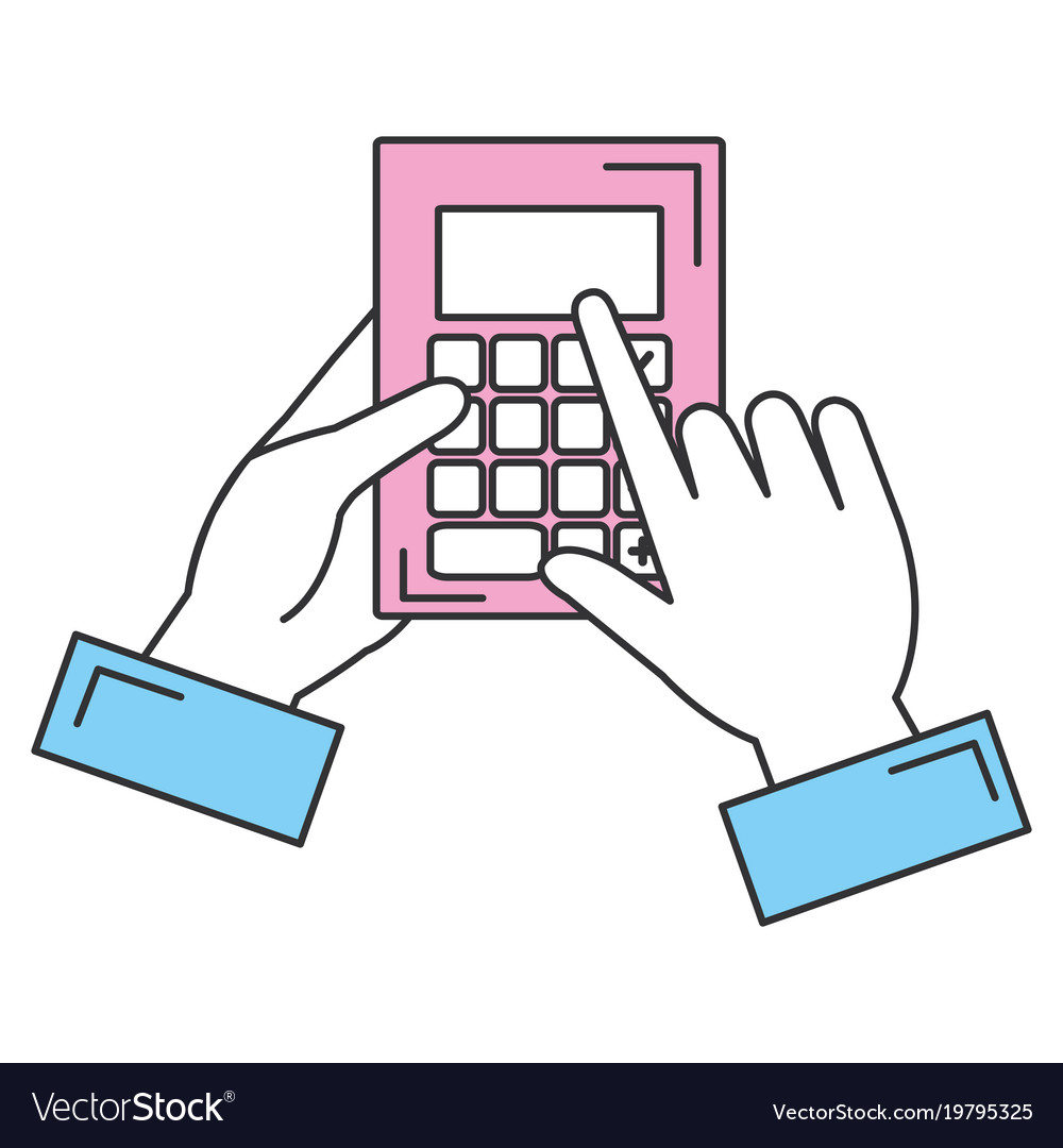 Hands mit Taschenrechner Mathe isoliert Icon