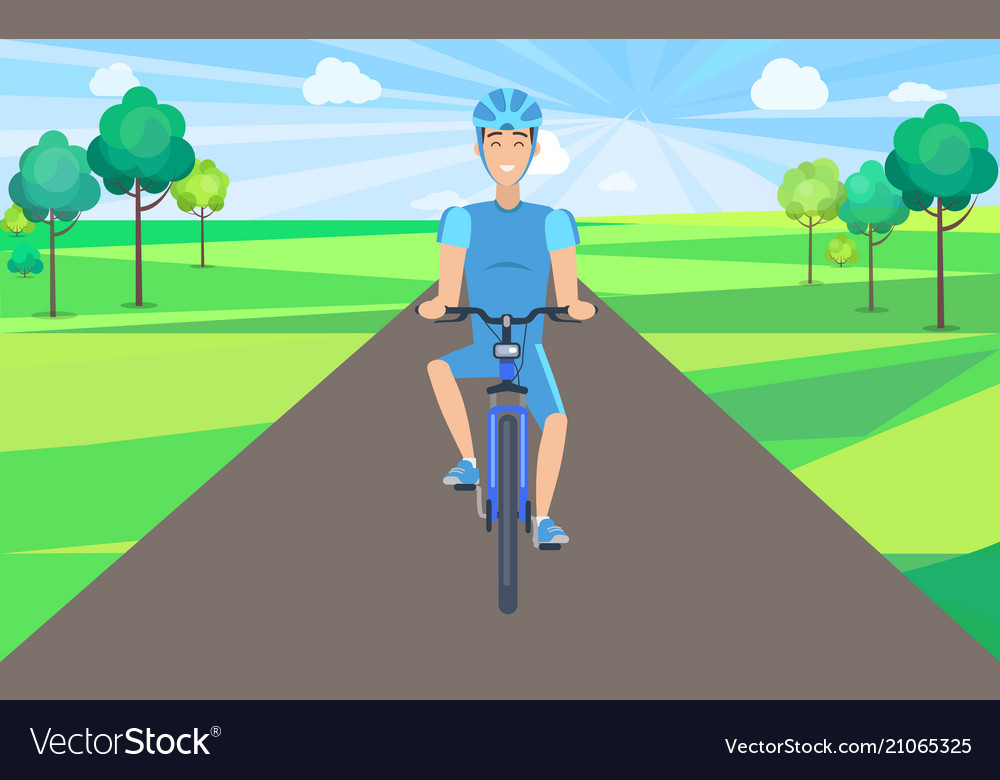 Man on bicycle front view vector image Man on bicycle front view