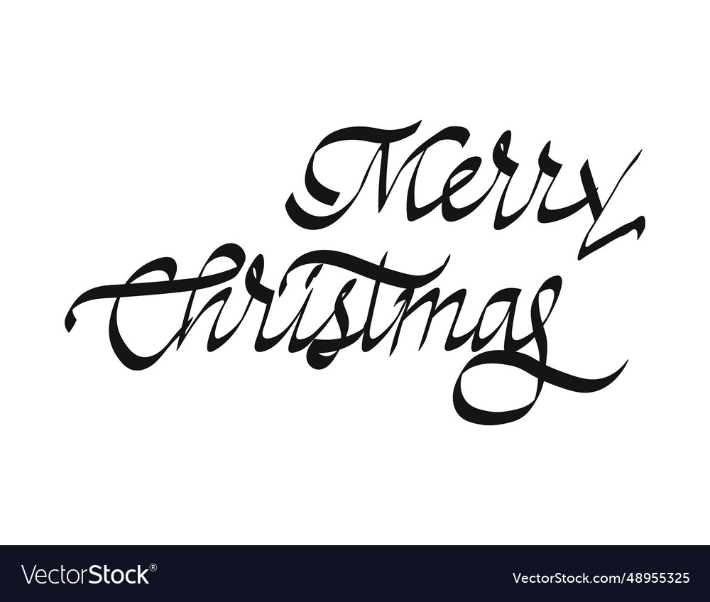 Merry Christmas Calligraphic Hand Drawn Lettering Vector Image