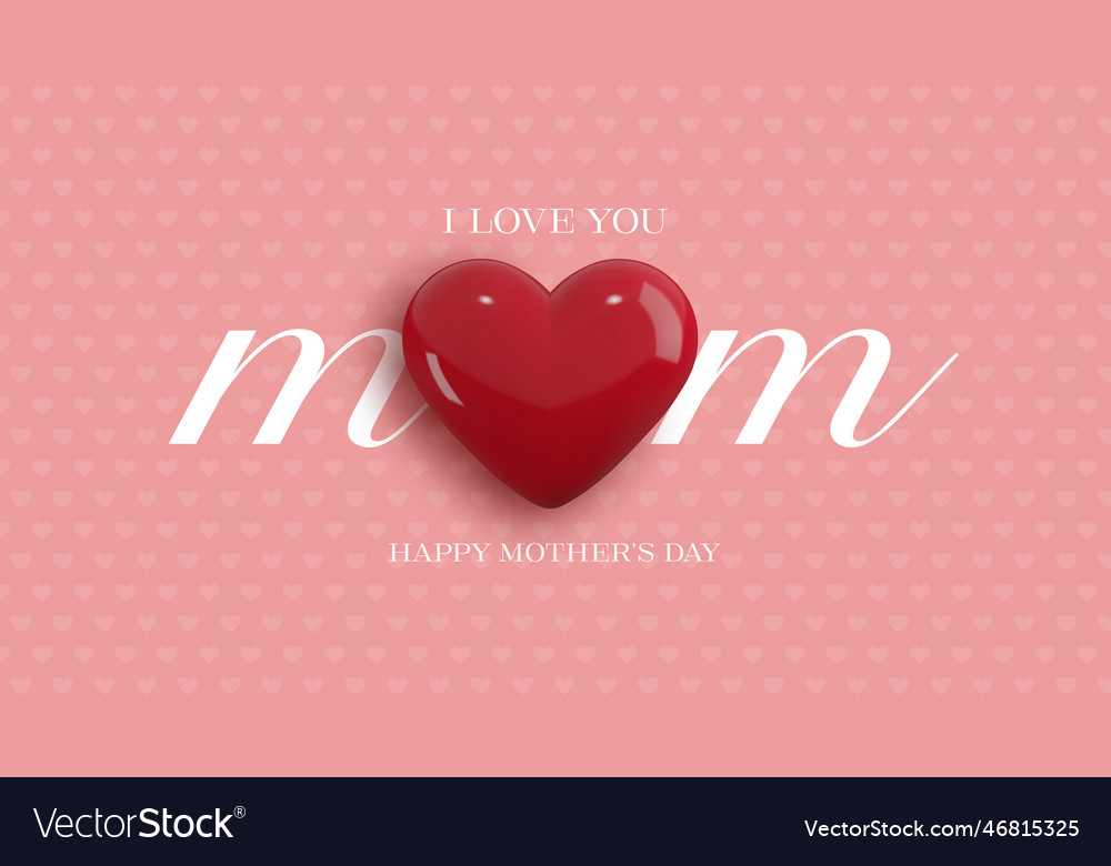 Mothers day banner with red 3d heart