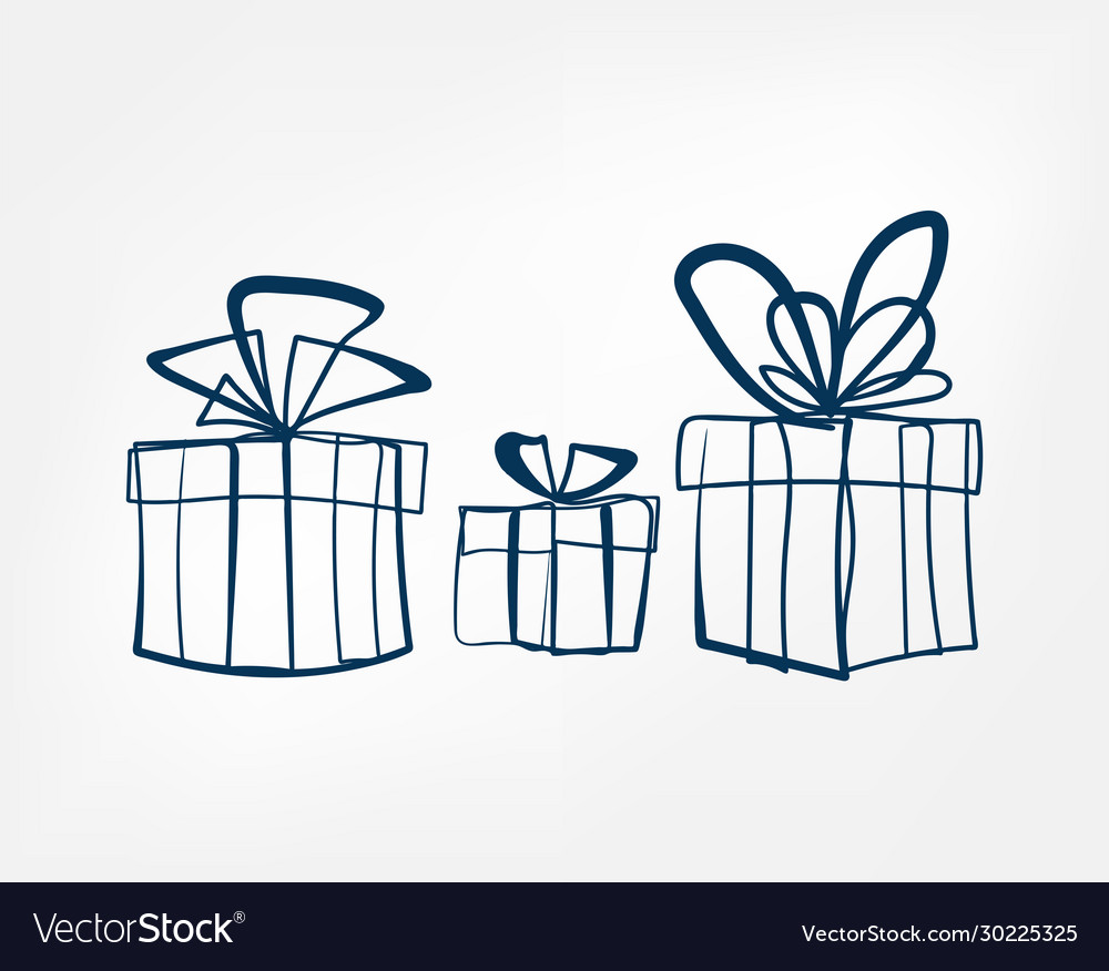 Present box one line isolated design element