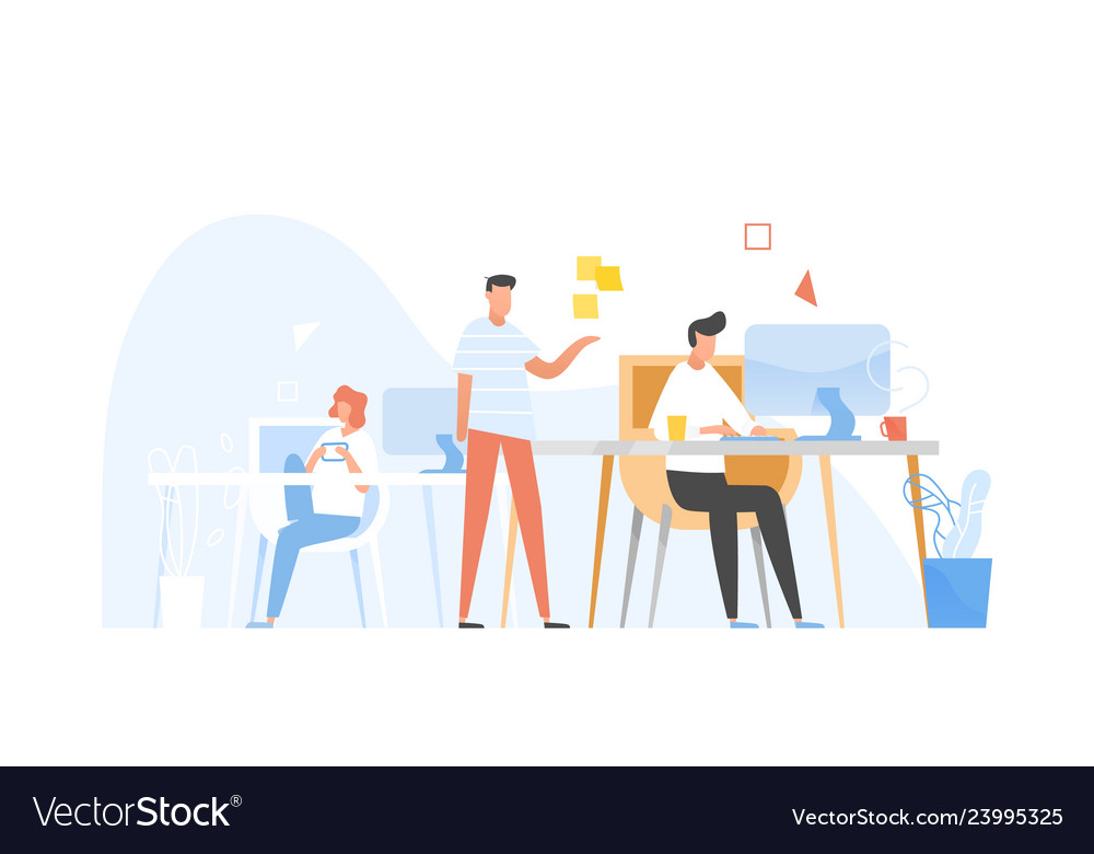 Programmers or coders working together front-end vector image Programmers or coders working together front-end