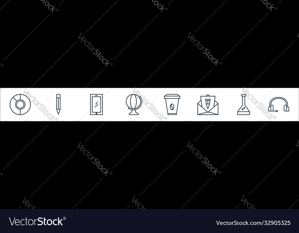 School line icons linear set quality vector image School line icons linear set quality