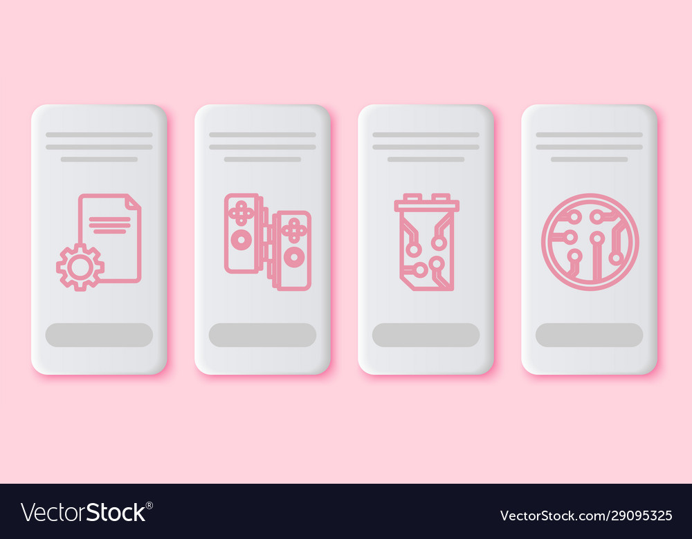 Set line file document gamepad video graphic vector image Set line file document gamepad video graphic