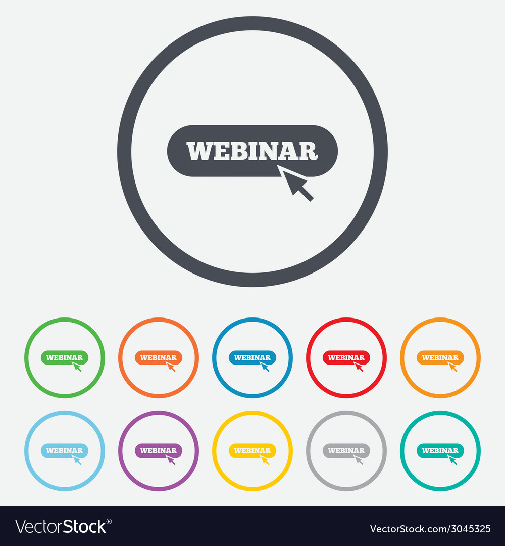 Webinar with cursor pointer sign icon web study