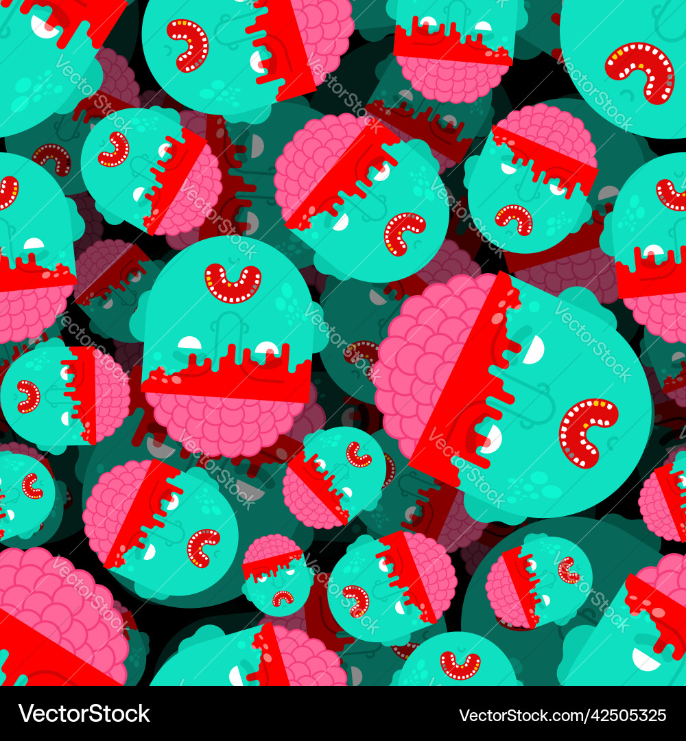 Zombie pattern seamless zombi head and brains Vector Image