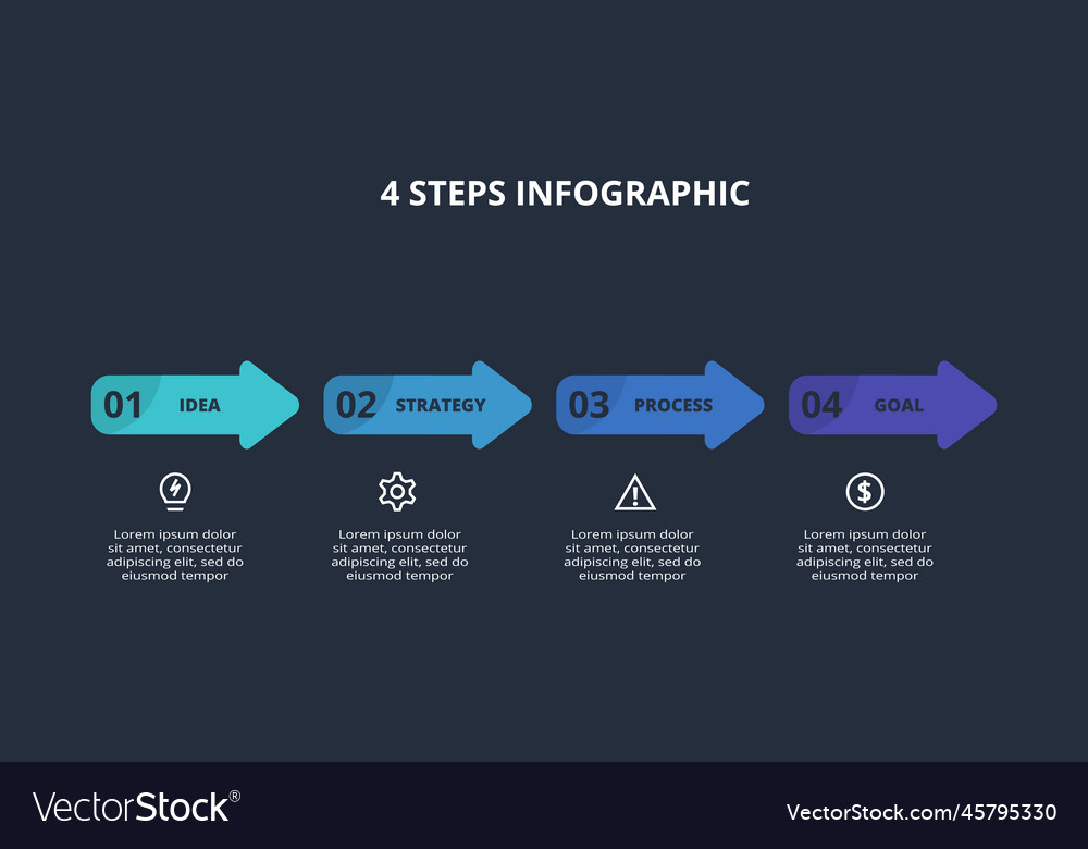 Arrows dark infographic with 4 elements template