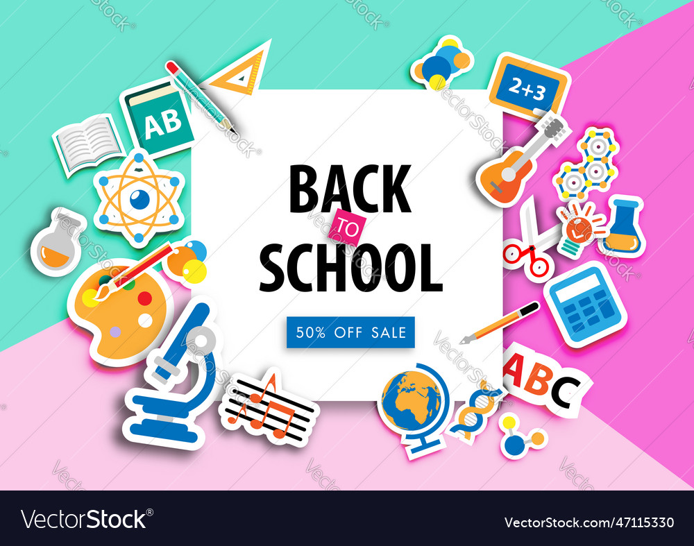Back to school sale background with flat icon