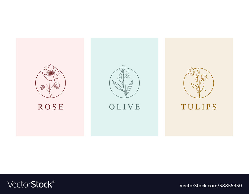 Schöne Blume Hand gezeichnet Stil Logo Sammlung vector image Schöne Blume Hand gezeichnet Stil Logo Sammlung
