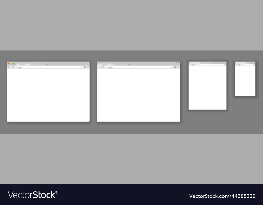 Browser mockups set web windows screen internet vector image Browser mockups set web windows screen internet