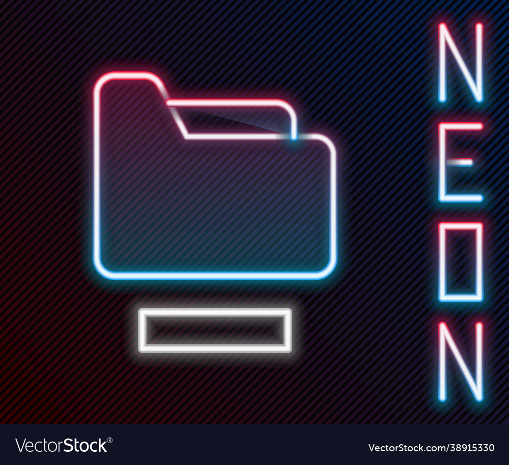 Glowing neon line document folder icon isolated vector image Glowing neon line document folder icon isolated