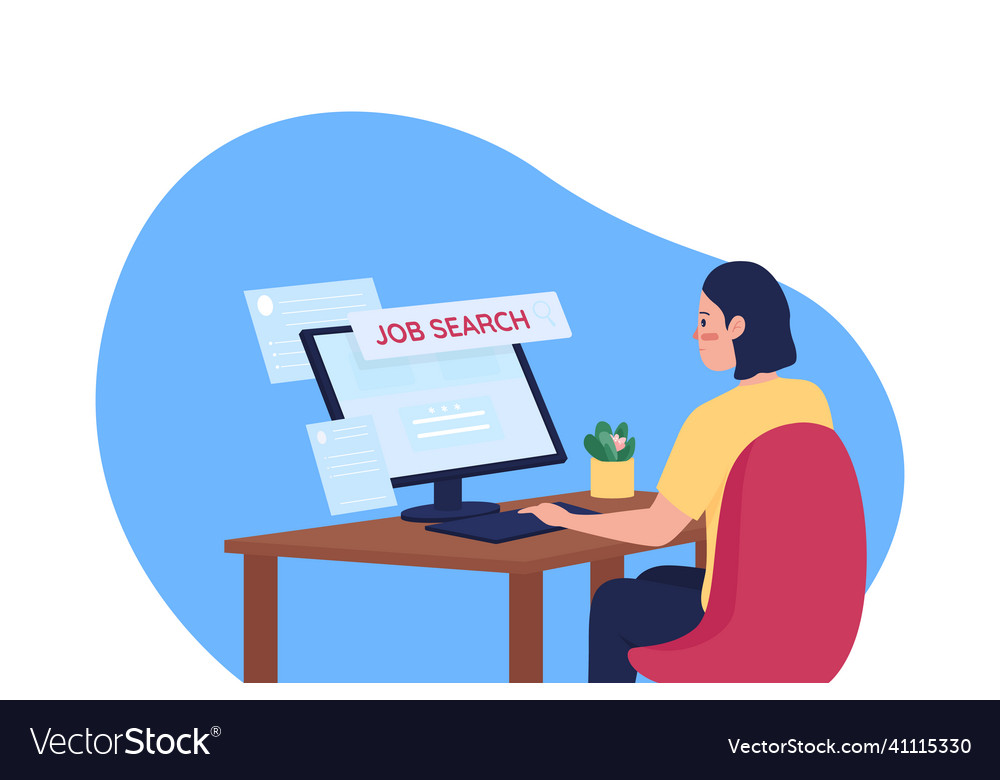 Online job hunting flat concept