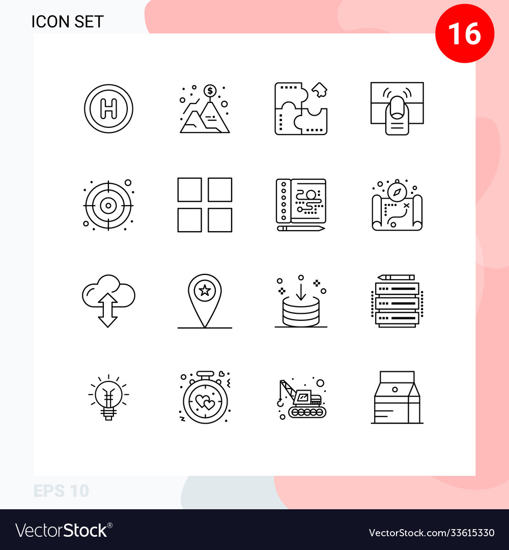 Set 16 outlines on grid for touch hand app