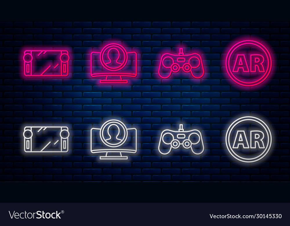 Set line create account screen gamepad portable vector image Set line create account screen gamepad portable