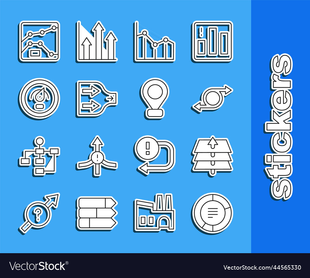Set line pie chart infographic layers arrow vector image Set line pie chart infographic layers arrow