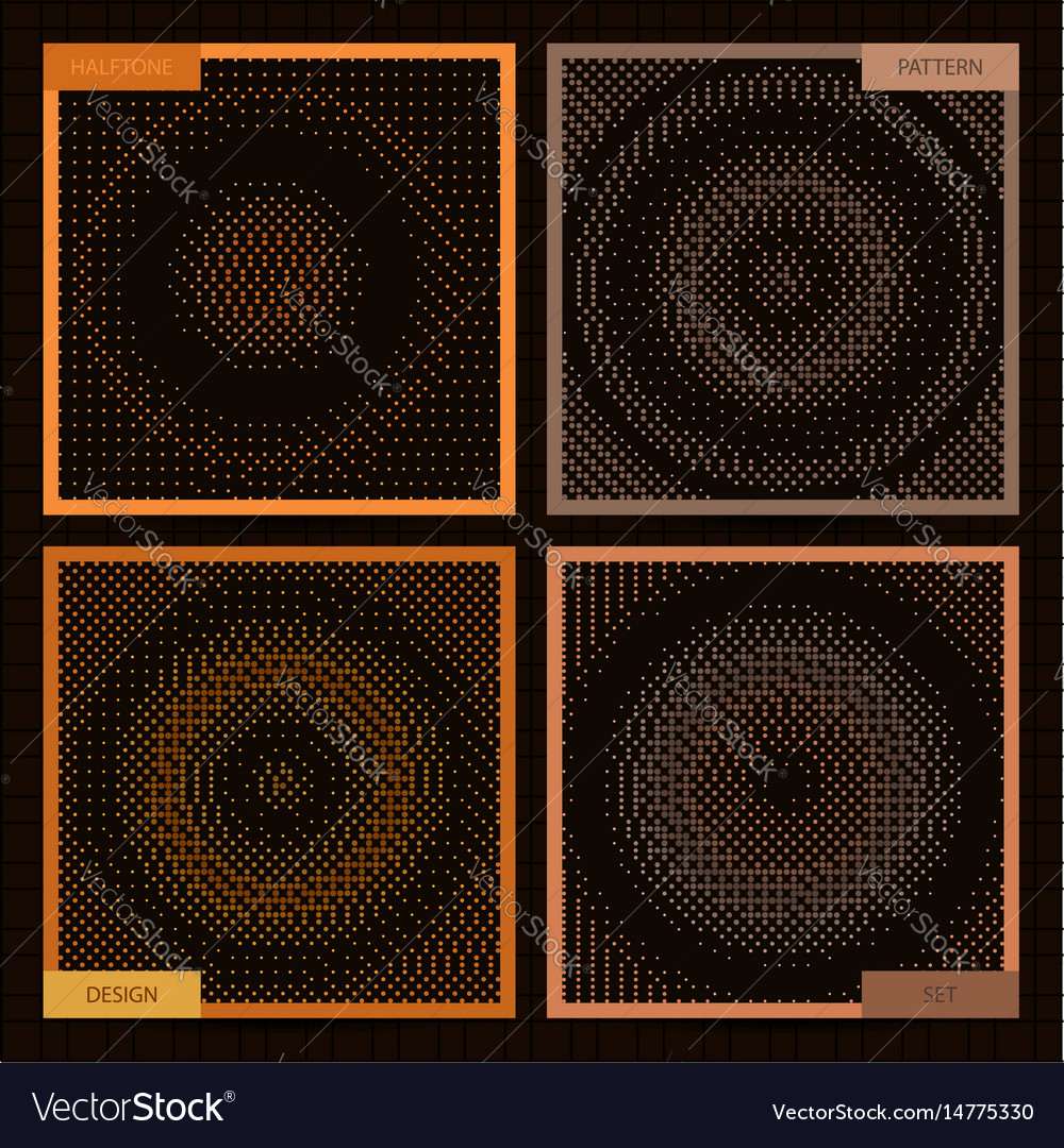 Set of square cards with halftone patterns