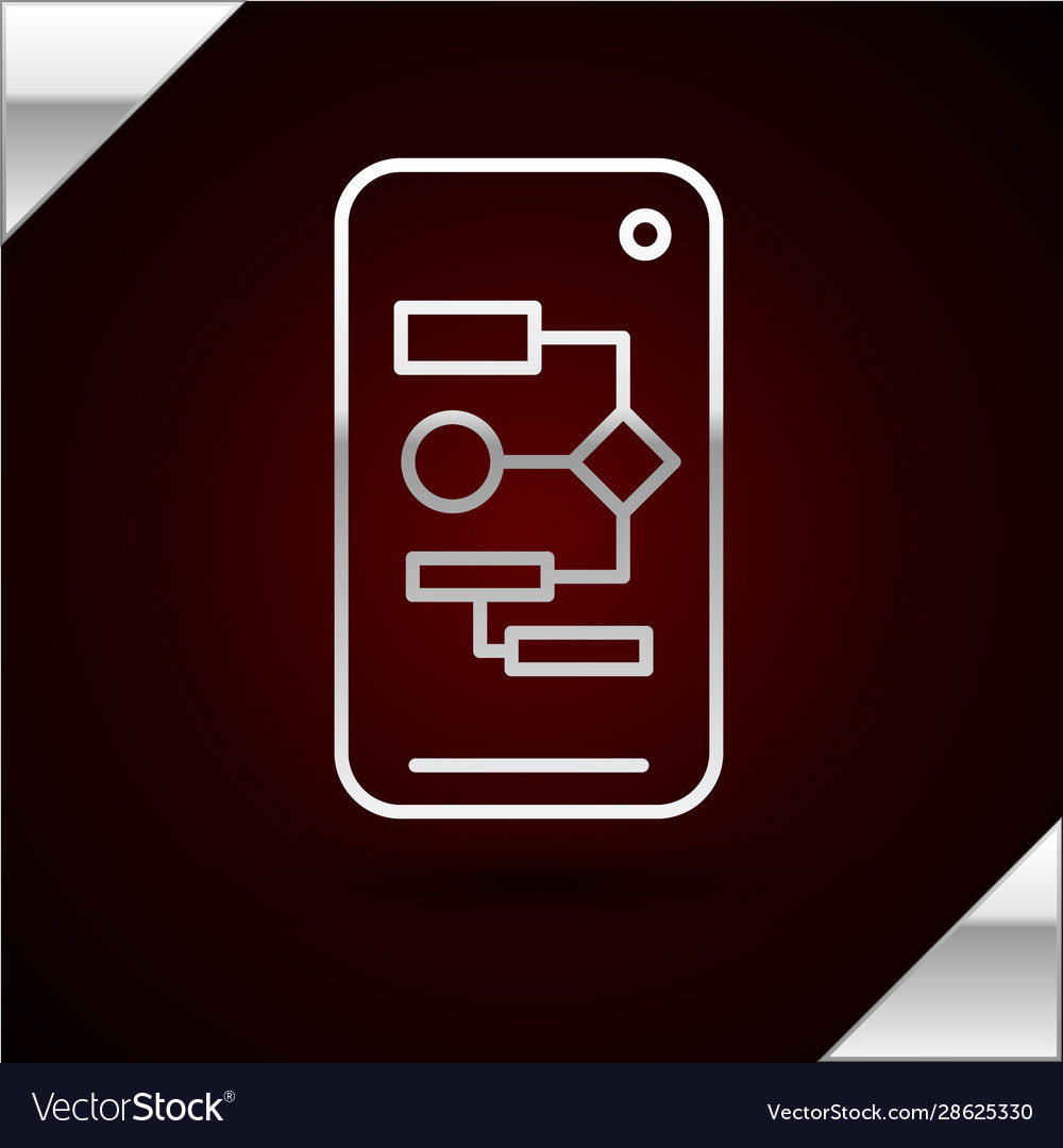 Silver line algorithm icon isolated on dark red vector image Silver line algorithm icon isolated on dark red