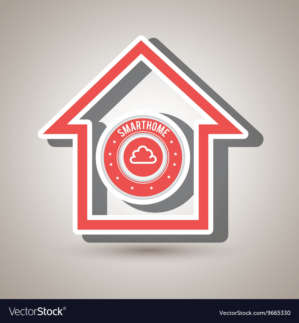Smart home with cloud computing isolated icon
