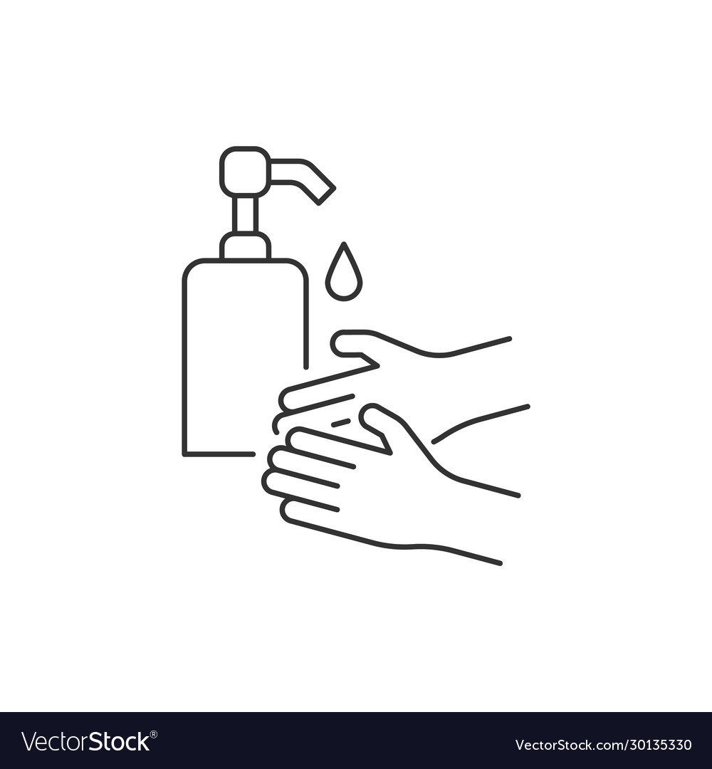 Washing hands with liquid soap line icon Vector Image