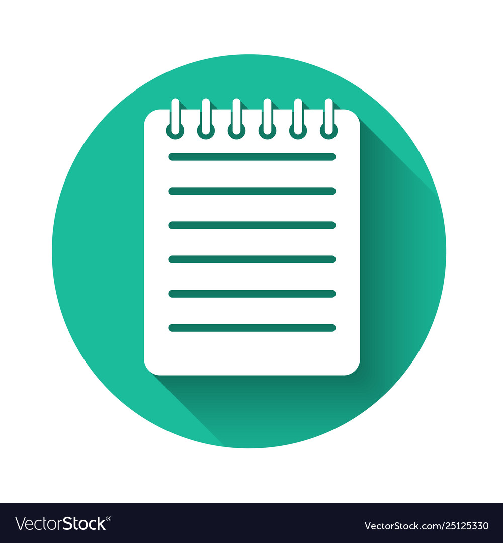 White notebook icon isolated with long shadow vector image White notebook icon isolated with long shadow