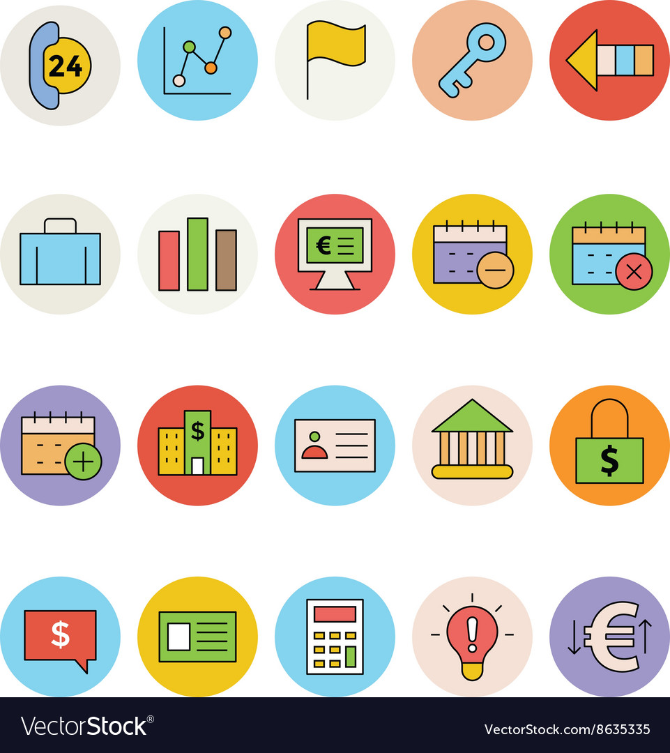 Business and office colored icons 3 Royalty Free Vector