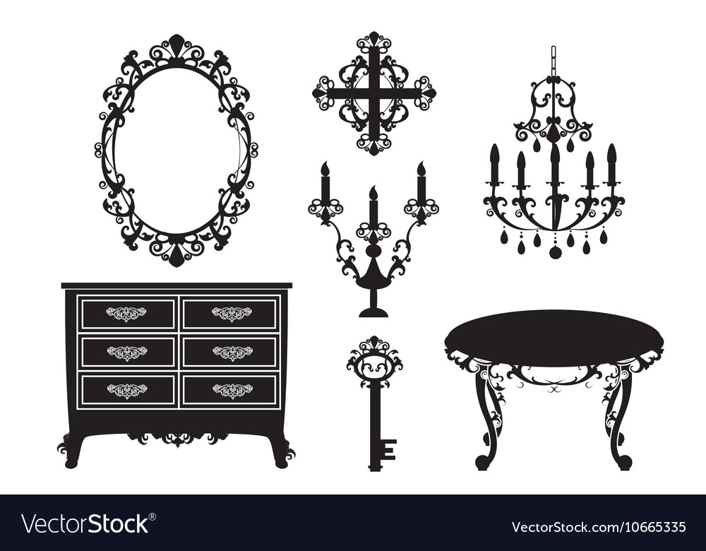 baroque style furniture gold collection of furniture in the baroque style vector image baroque style furniture gold collection of furniture in the baroque style vector image