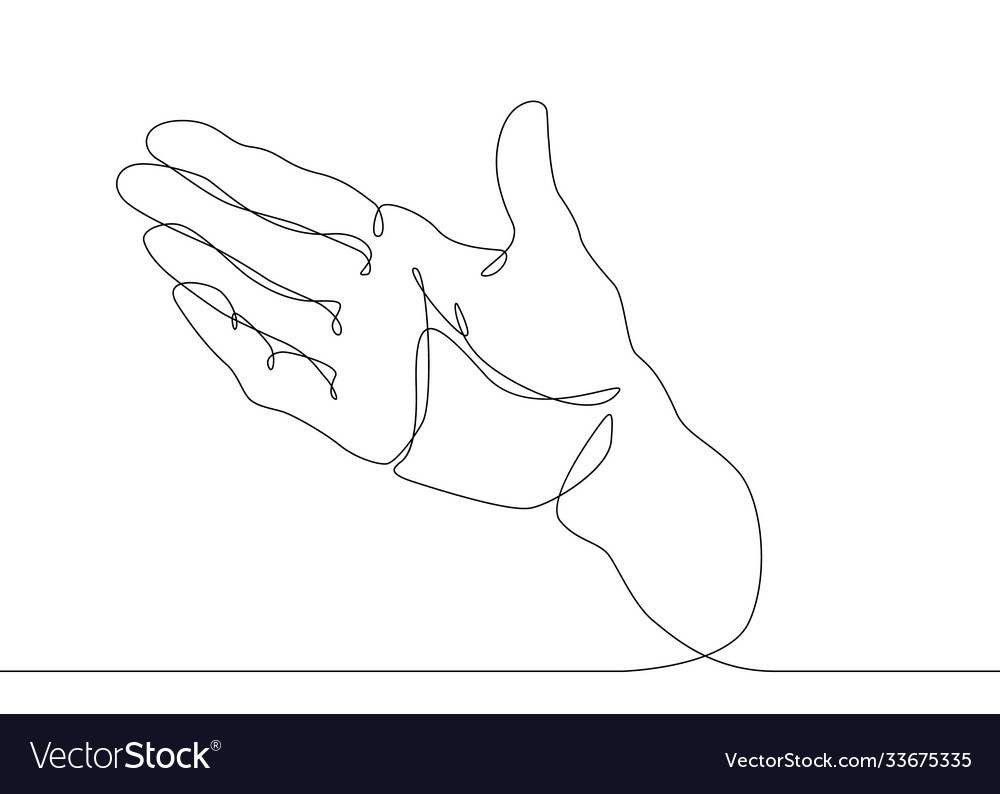 Continuous line drawing palm open gesture vector image Continuous line drawing palm open gesture