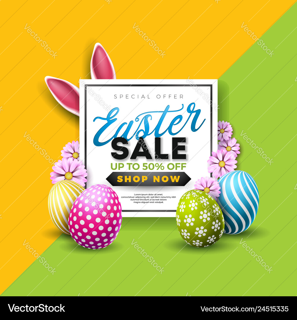 Easter sale with color painted egg Royalty Free Vector Image