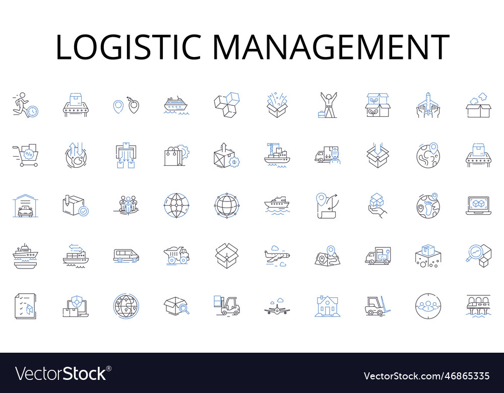 Logistic management line icons collection Vector Image
