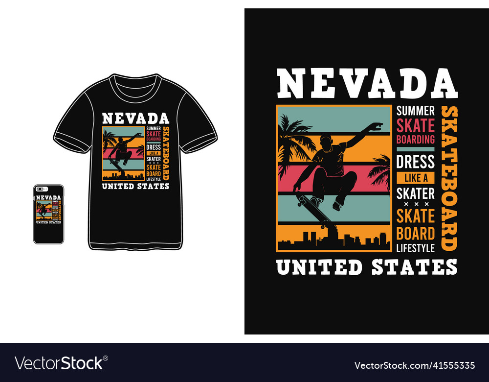 Nevada Skateboarding t Shirt design silhouette