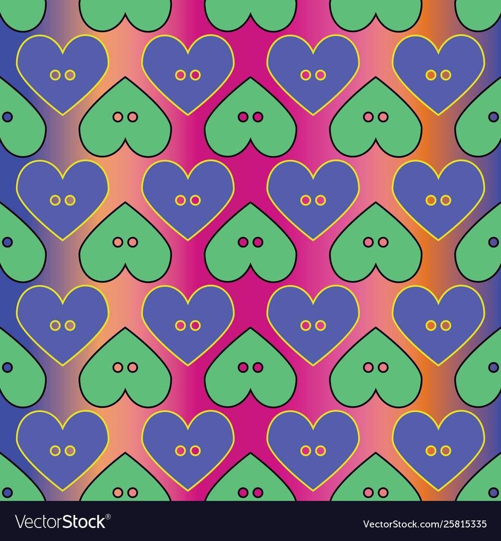 Seamless abstract retro pattern button hearts vector image Seamless abstract retro pattern button hearts
